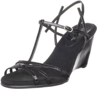 Womens Brooklyn Bridge Wedge Sandal,Black Patent,5 M US Shoes
