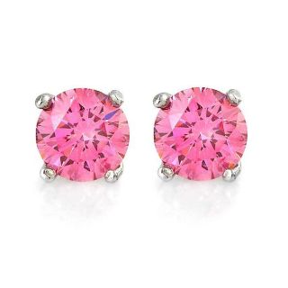 14k White Gold 3/4ct TDW Hot Pink Diamond Stud Earrings
