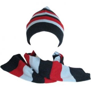 New Winter Ski Skate Knit Stripe Hat Beanie Scarf Set
