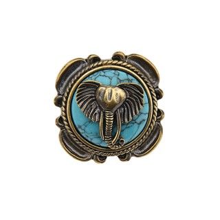 Cam & Zooey Goldtone Reconstituted Turquoise Elephant Ring