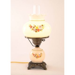 Floral Hurricane Antique Brass Finish Table Lamp Today $114.99 5.0 (1