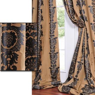 Soft Black Print Faux Silk 108 inch Curtain Panel