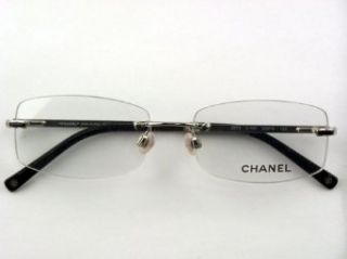 Authentic Chanel 2073 c.124 Silver Black Rimless