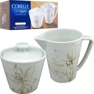 Corelle LifeStyles White Flower Sugar and Creamer Set