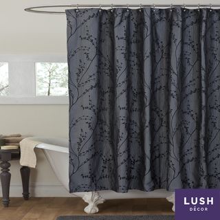Lush Decor Flower Texture Gray Shower Curtain