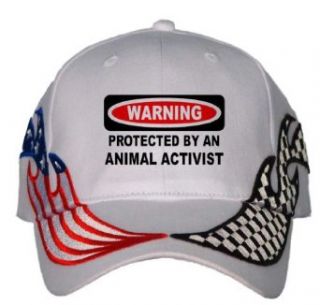 WARNING PROTECTED BY AN ANIMAL ACTIVIST USA Flag / Checker