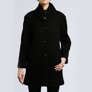 Larry Levine Womens Plus Size Tweed Herringbone Coat