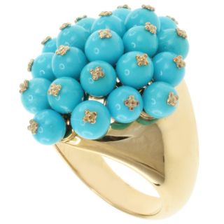 Michael Valitutti Kristen Gold over Silver Turquoise Beaded Ring Today