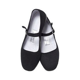 Black Cotton Mary Jane Chinese Shoes: Shoes