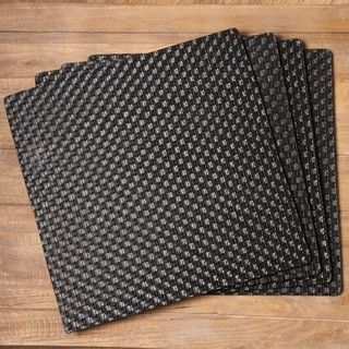 Allegro Black Hard backed Square Placemats (Set of 4)