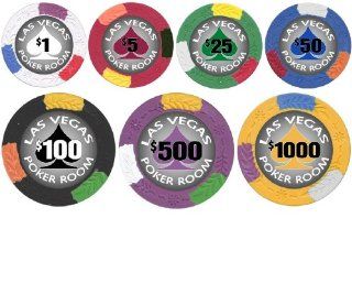 100 LAS Vegas Poker Room 4 color Clay Poker Chips   13.5gm