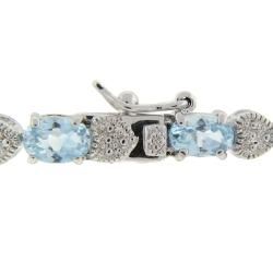 Sterling Silver Blue Topaz and Diamond Accent Heart Bracelet