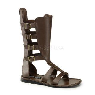  105, Mens 4 Buckle Strap Calf High Gladiator Sandal Pleaser Shoes