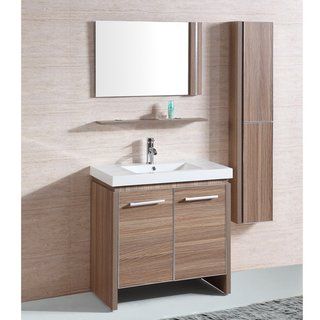 White Resin 31 inch Single Sink Bathroom Vanity with Matching Mirror