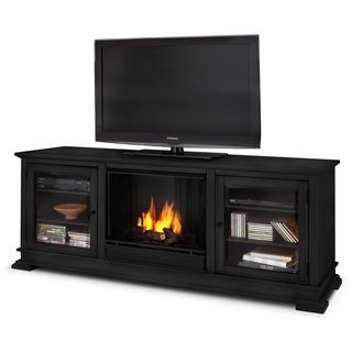 Hudson Real Flame Black Ventless Gel Fireplace