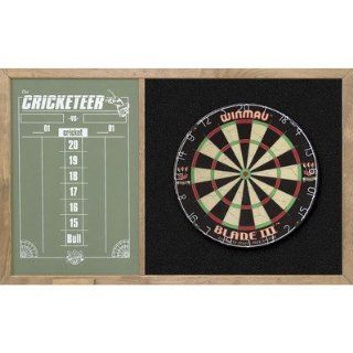 Black Dartboard Backboard and Green Dart Scoreboard Combo