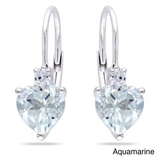 Miadora Silver Gemstone and Created White Sapphire Heart Earrings