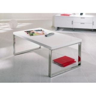 119, 5 x P 64, 5 x H 12, 5 cm. Table basse Laqué Blanc PAMELA