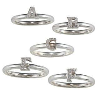 Sterling Silver Cubic Zirconia Initial Stackable Ring