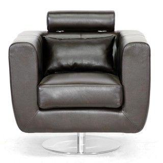 Leather Swivel Chair with Adjustable Headrest