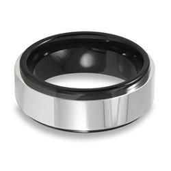 Mens Tungsten Black Ceramic Ring (8 mm)