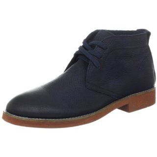 navy blue leather boots: Shoes