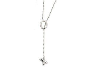 XO Silver Lariat Style Bead Chain Necklace Clothing