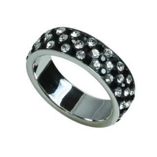 Sterling Silver White and Black Crystal Band