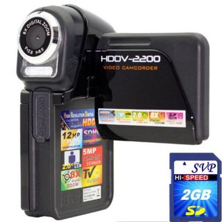 SVP HDDV2200 5MP 2 inch LCD Black Digital Camcorder with 2GB SDHC