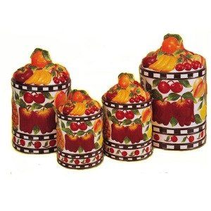 Fruit Delight 4pc Deluxe Canister set, Fruit Paradise