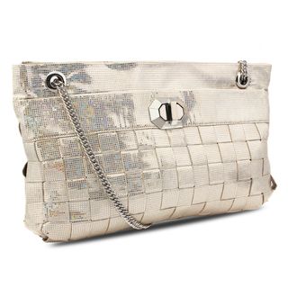 Miadora Lucille Silver Woven Shoulder Bag