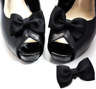 Absolutely Audrey Black Grosgrain Bow Shoe Clips