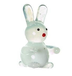 Ganz Miniature Glass Animals Figurine   White Glass Bunny