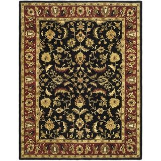 Handmade Heritage Heirloom Black/ Red Wool Rug (76 x 96)