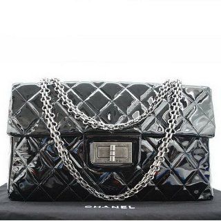 Chanel Black Patent Leather Extra Jumbo Bag.new & Box