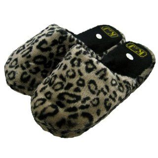 Gray Leopard Print Fluffy Fuzzy Furry Plush Soft Animal House Slippers