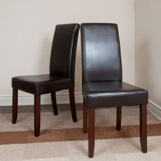 Normandy Brown Leatherette Parson Chairs (Set of 2)