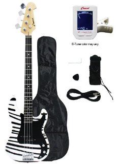 Crescent Electric Bass Guitar Starter Kit   Zebra Print