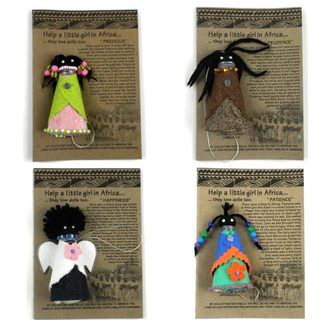 Handmade Recycled Paper Dolls on Gift Cards (Set of 4) (Zimbabwe