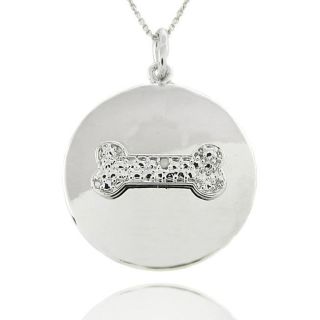 Sterling Silver Diamond Accent Dog Bone Disc Necklace