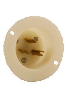 Leviton 5278 C 15 Amp, 125 Volt, Flanged Inlet Receptacle, Straight