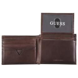 Guess Mens Distressed Embossed Bi Fold Passcase Wallet
