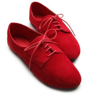 Ballet Flat Loafers Faux Suede Oxford Lace Ups Multi Colored Shoes