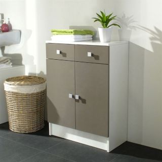 GALET Meuble SDB 60x81cm blanc/taupe   Achat / Vente FINITION MEUBLE