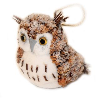 Pine Cone Natural Owl Holiday Ornament