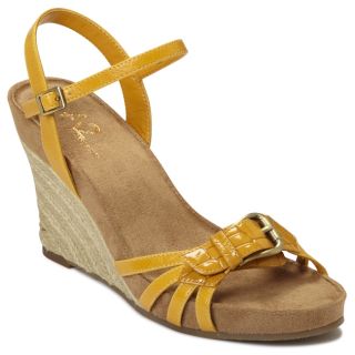 A2 by Aerosoles Womens Sageplush Yellow Wedge Sandals