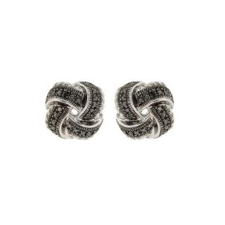DB Designs Sterling Silver Black Diamond Accent Love Knot Earrings