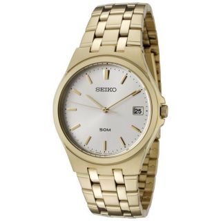 Seiko Mens Silver Dial Goldtone Stainless Steel Watch