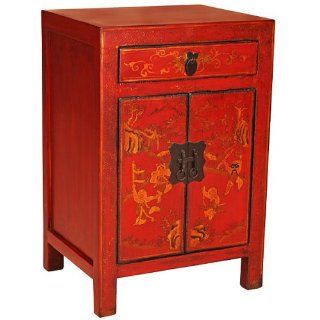 EXP Antique Style Handmade 24 Red Wood Nightstand
