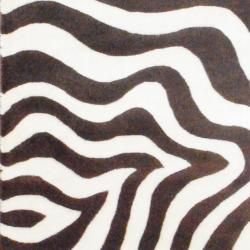Indo Hand tufted Zebra print Brown/ Ivory Wool Rug (26 x 8